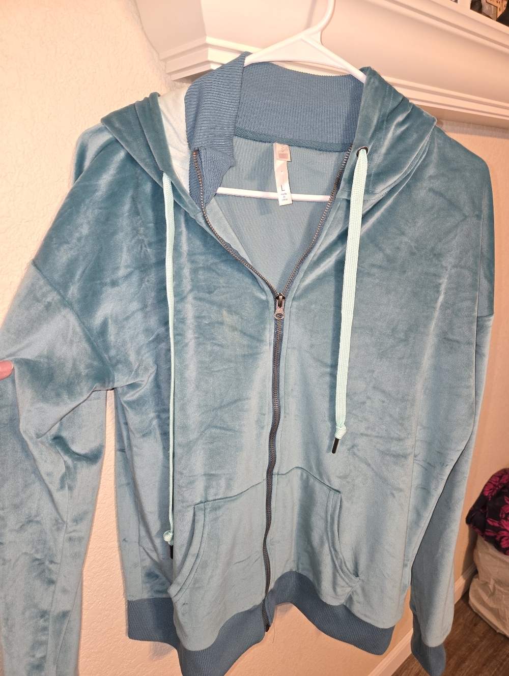 Lularoe Cozy Velour Zip-Up Hoodie~L